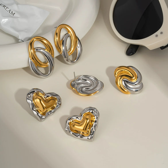 Light Luxury Fashion All Match Earrings In Gold And Silver Color Matching Series Made Of Stainless Steel With Pvd Furnace Vacuum Real Gold Plating For Women