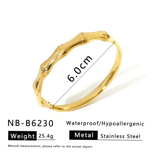 Light Luxury Fashion Bamboo Gestapa Bracelet For Women Stainless Steel With 18K Vacuum Plating In Furnace