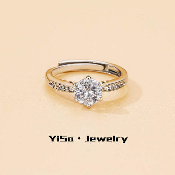 Light Luxury Fashion Design Opening Inlaid Zircon Ring For Women Jewelry With Constellation Pattern Copper Material