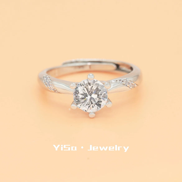 Light Luxury Fashion Design Opening Inlaid Zircon Ring For Women Jewelry With Constellation Pattern Copper Material