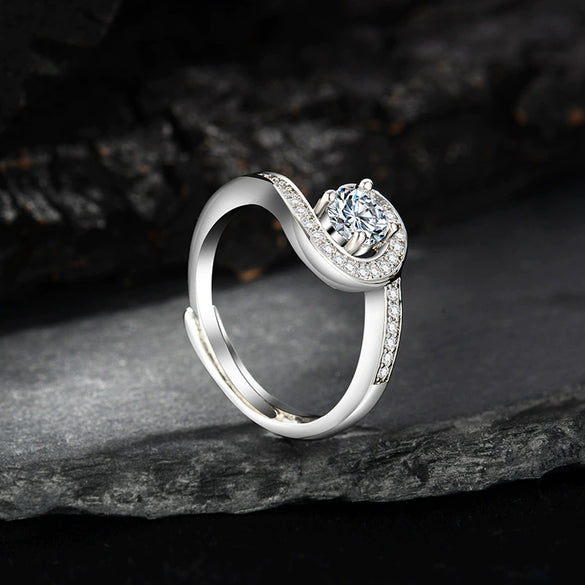 Light Luxury Fashion Design Opening Inlaid Zircon Ring For Women Jewelry With Constellation Pattern Copper Material