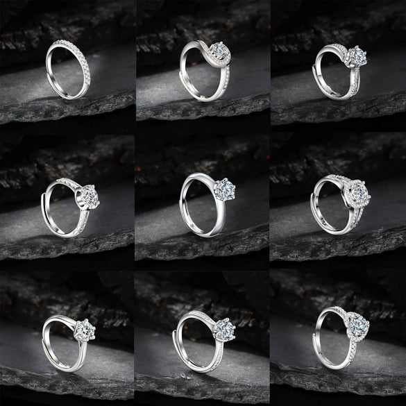 Light Luxury Fashion Design Opening Inlaid Zircon Ring For Women Jewelry With Constellation Pattern Copper Material