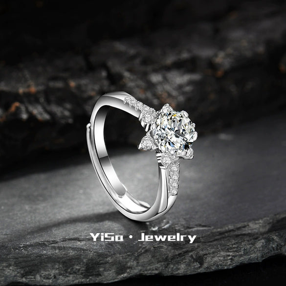 Light Luxury Fashion Design Opening Inlaid Zircon Ring For Women Jewelry With Constellation Pattern Copper Material