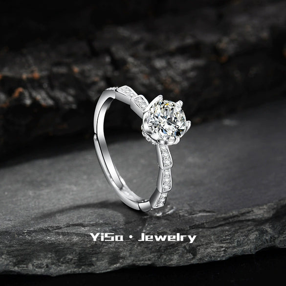 Light Luxury Fashion Design Opening Inlaid Zircon Ring For Women Jewelry With Constellation Pattern Copper Material