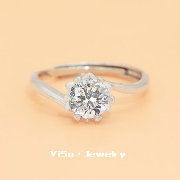 Light Luxury Fashion Design Opening Inlaid Zircon Ring For Women Jewelry With Constellation Pattern Copper Material