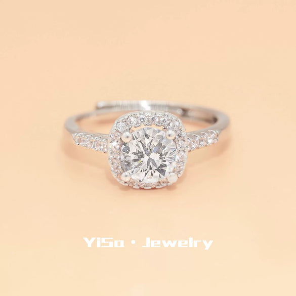 Light Luxury Fashion Design Opening Inlaid Zircon Ring For Women Jewelry With Constellation Pattern Copper Material