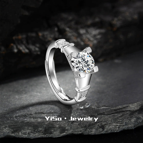 Light Luxury Fashion Design Opening Inlaid Zircon Ring For Women Jewelry With Constellation Pattern Copper Material