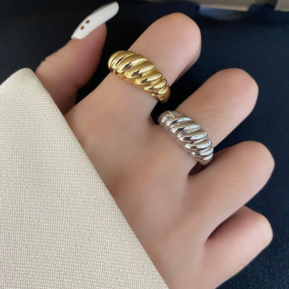 Light Luxury Fashion Girls Cold Style Small Fresh Opening Adjusting Index Finger Ring Silver Plated Geometric Design