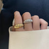 Light Luxury Fashion Girls Cold Style Small Fresh Opening Adjusting Index Finger Ring Silver Plated Geometric Design