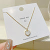 Light Luxury Fashion Love Heart Titanium Steel Necklace Women's Niche Choker Clavicle Chain With Gold Inlaid