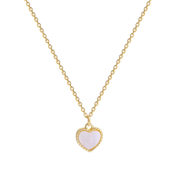 Light Luxury Fashion Love Heart Titanium Steel Necklace Women's Niche Choker Clavicle Chain With Gold Inlaid