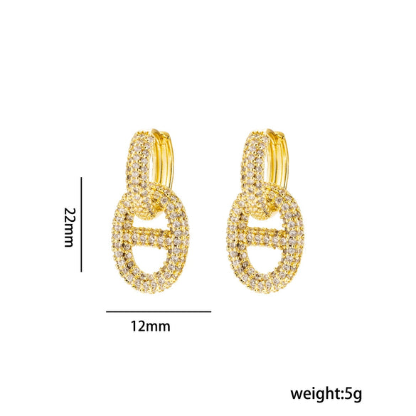 Light Luxury Fashion Pig Nose Earrings Copper Electroplated With 18K Real Gold For Women Animal Zodiac Design