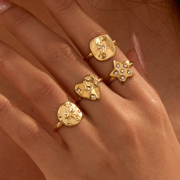 Light Luxury Fashion Stainless Steel Adjustable Ring With Electroplating Geometric Design For Women