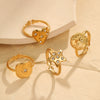 Light Luxury Fashion Stainless Steel Adjustable Ring With Electroplating Geometric Design For Women