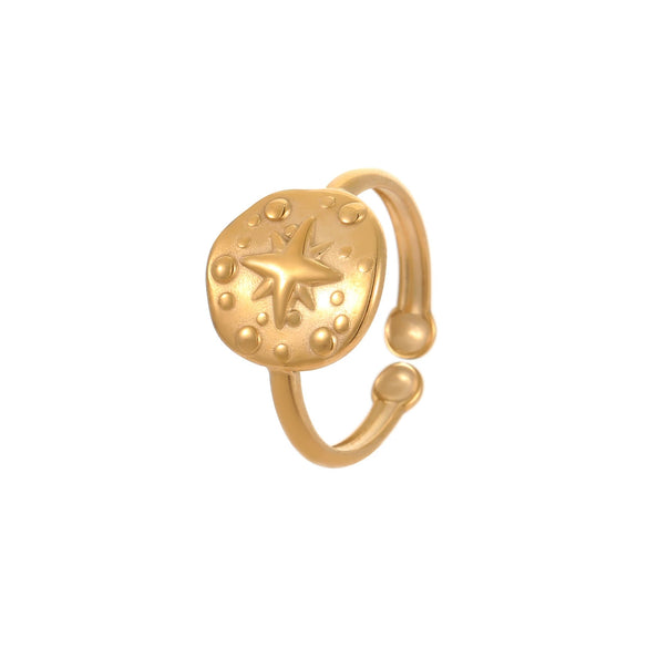 Light Luxury Fashion Stainless Steel Adjustable Ring With Electroplating Geometric Design For Women