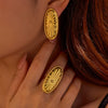 Light Luxury Fashion Stainless Steel Earrings Ring Bracelet Combination With Geometric Design And Electroplating