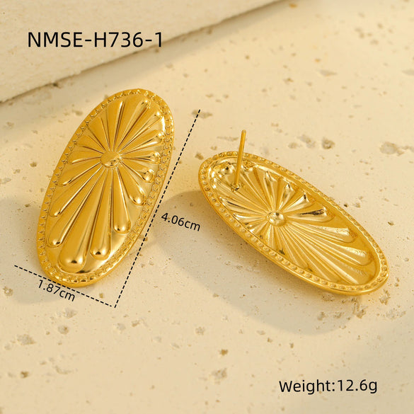 Light Luxury Fashion Stainless Steel Earrings Ring Bracelet Combination With Geometric Design And Electroplating