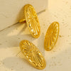 Light Luxury Fashion Stainless Steel Earrings Ring Bracelet Combination With Geometric Design And Electroplating