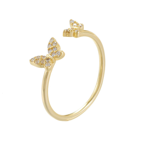 Light Luxury Fashion Sterling Silver Diamond Butterfly Open Ring For Women Popular Jewelry