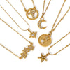 Light Luxury Fashion Zircon Stainless Steel Star Moon Pendant Necklace With Electroplating