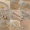 Light Luxury Fashionable Temperament Allmatch Simple Geometric Pearl Bracelet Made Of Copper With Electroplating For Women