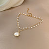 Light Luxury Fashionable Temperament Allmatch Simple Geometric Pearl Bracelet Made Of Copper With Electroplating For Women