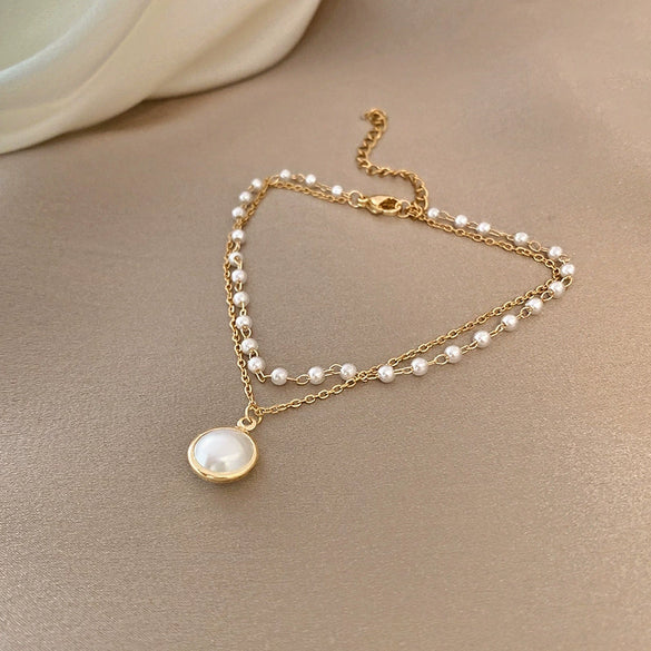 Light Luxury Fashionable Temperament Allmatch Simple Geometric Pearl Bracelet Made Of Copper With Electroplating For Women