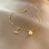 Light Luxury Fashionable Temperament Allmatch Simple Geometric Pearl Bracelet Made Of Copper With Electroplating For Women