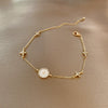 Light Luxury Fashionable Temperament Allmatch Simple Geometric Pearl Bracelet Made Of Copper With Electroplating For Women