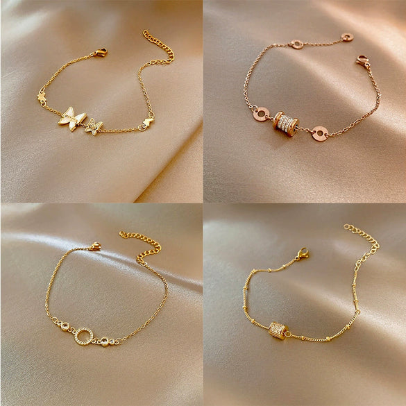 Light Luxury Fashionable Temperament Allmatch Simple Geometric Pearl Bracelet Made Of Copper With Electroplating For Women