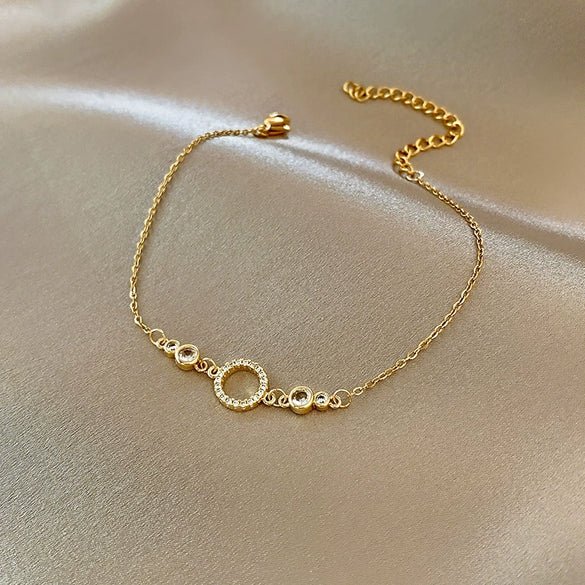 Light Luxury Fashionable Temperament Allmatch Simple Geometric Pearl Bracelet Made Of Copper With Electroplating For Women