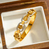 Light Luxury Flower Embellished Stainless Steel Bracelet For Women With 18K Vacuum Plated Finish Simple Versatile Jewelry