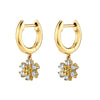 Light Luxury Flower Snowflake Earrings For Women With Silver Needle Copper Zircon Inlay And Diamond Cut Finish
