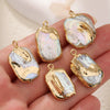 Light Luxury Freshwater Baroque Pearl Necklace Pendant Jewelry Accessories Copper Electroplated Real Gold Leaf Design