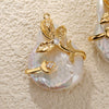 Light Luxury Freshwater Baroque Pearl Necklace Pendant Jewelry Accessories Copper Electroplated Real Gold Leaf Design