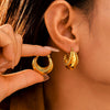 Light Luxury Gear Bead Double C Women's Earrings Titanium Steel Gold Plated Electroplated Geometric Design