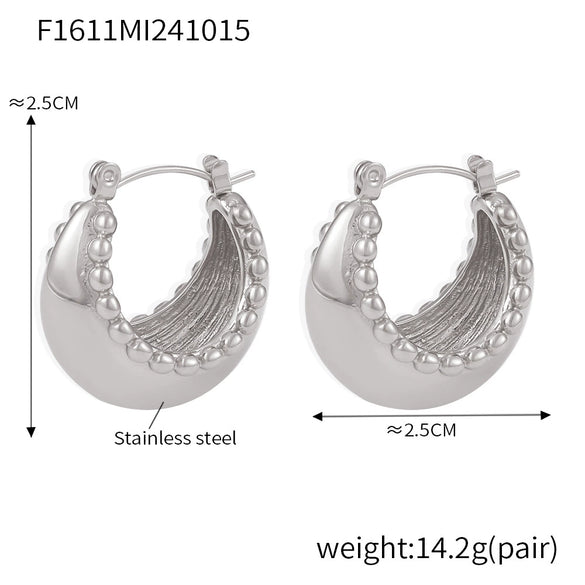Light Luxury Gear Bead Double C Women's Earrings Titanium Steel Gold Plated Electroplated Geometric Design