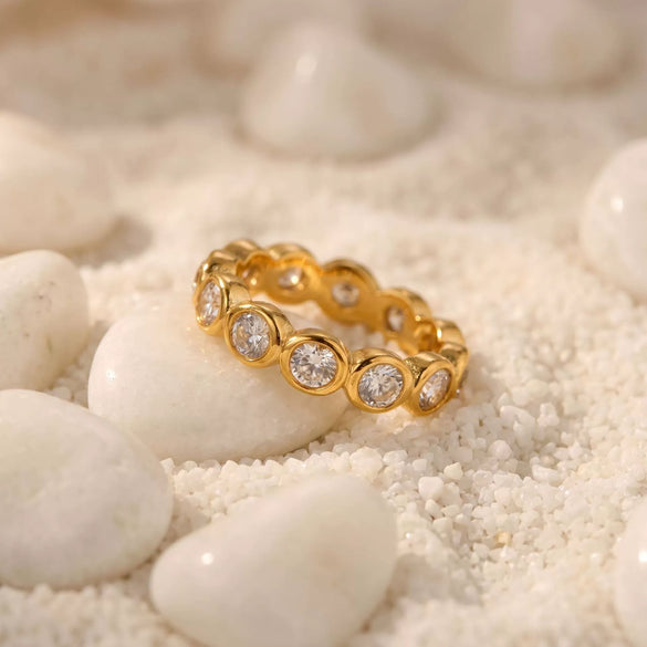 Light Luxury Geometric Bubble Diamond Zircon Ring For Women With Electroplating Design