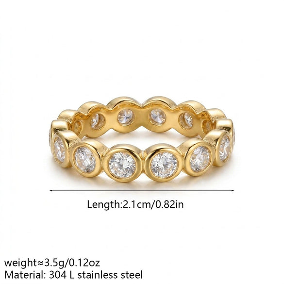 Light Luxury Geometric Bubble Diamond Zircon Ring For Women With Electroplating Design