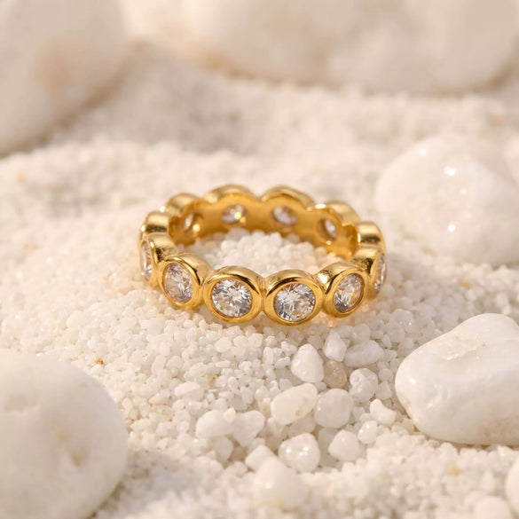Light Luxury Geometric Bubble Diamond Zircon Ring For Women With Electroplating Design