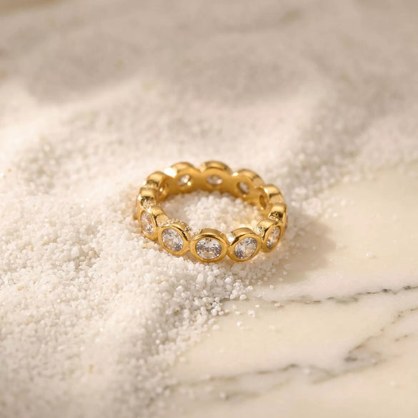 Light Luxury Geometric Bubble Diamond Zircon Ring For Women With Electroplating Design