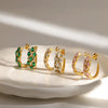 Light Luxury Geometric C Shaped Stainless Steel Earrings For Women With Colored Stone Inlay And Pvd Real Gold Plated Hook Design
