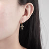 Light Luxury Geometric Cross Earrings For Women In Electroplated 925 Sterling Silver With Gold Tone Finish
