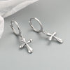 Light Luxury Geometric Cross Earrings For Women In Electroplated 925 Sterling Silver With Gold Tone Finish