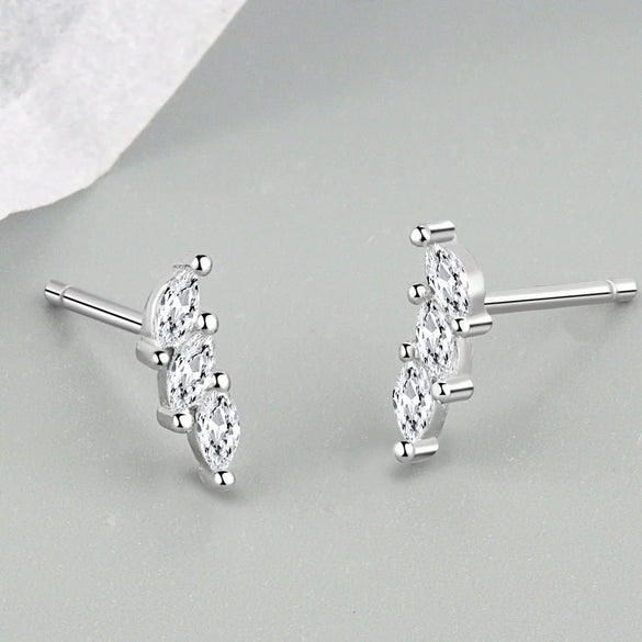 Light Luxury Geometric Horse Eye Zircon Inlay Earrings In S925 Sterling Silver With Electroplated Metal Style
