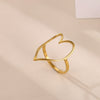Light Luxury Geometric Irregular Lines Hollow Wide Ring Inlaid With Gold Stainless Steel Ring For Women