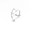 Light Luxury Geometric Irregular Lines Hollow Wide Ring Inlaid With Gold Stainless Steel Ring For Women