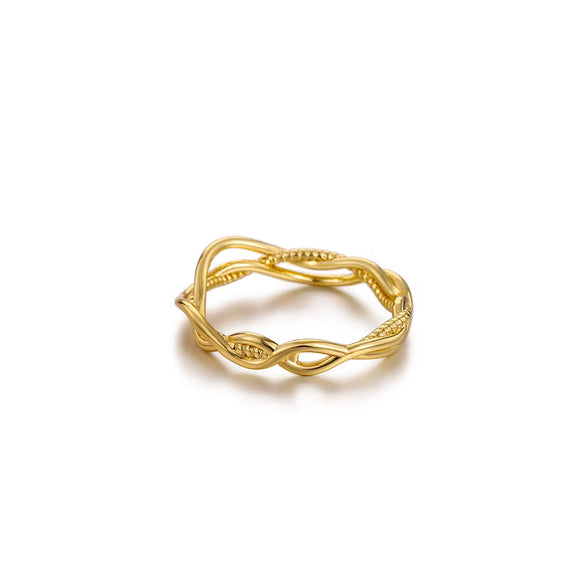 Light Luxury Geometric Irregular Lines Hollow Wide Ring Inlaid With Gold Stainless Steel Ring For Women
