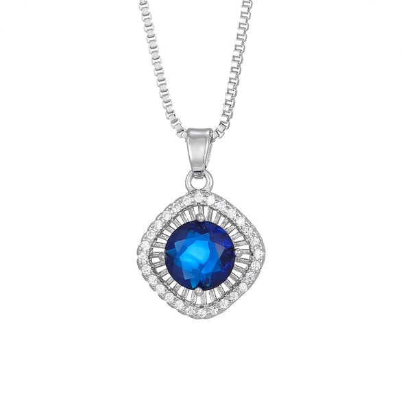 Light Luxury Geometric Large Round Gemstone Copper Inlaid Zircon Necklace