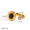 Light Luxury Geometric Natural Stone Stainless Steel And Titanium Steel Pvd Furnace Vacuum Real Gold Plated Ring For Women
